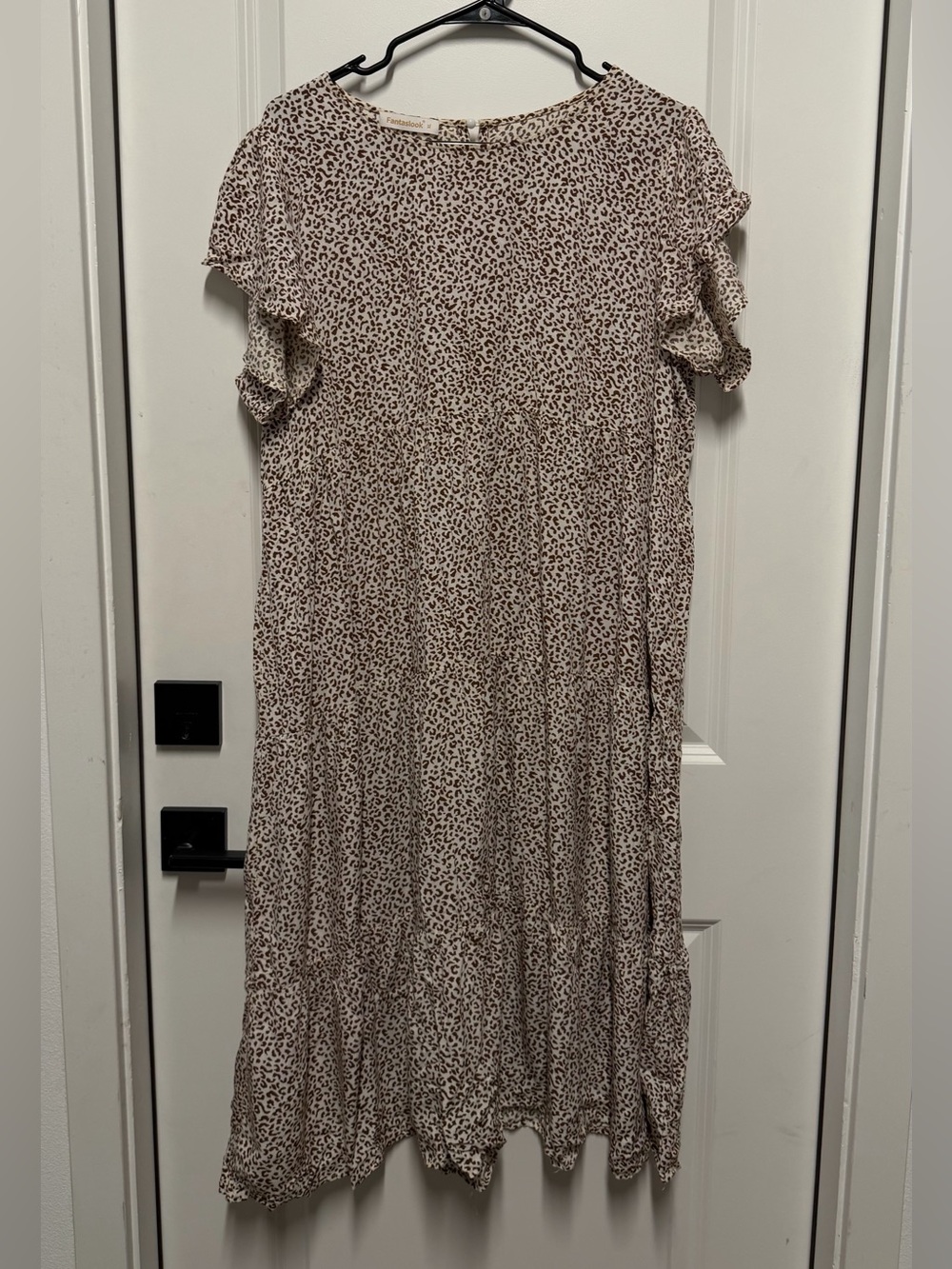 Fantaslook Leopard Print Tiered Midi Dress Women’s XL